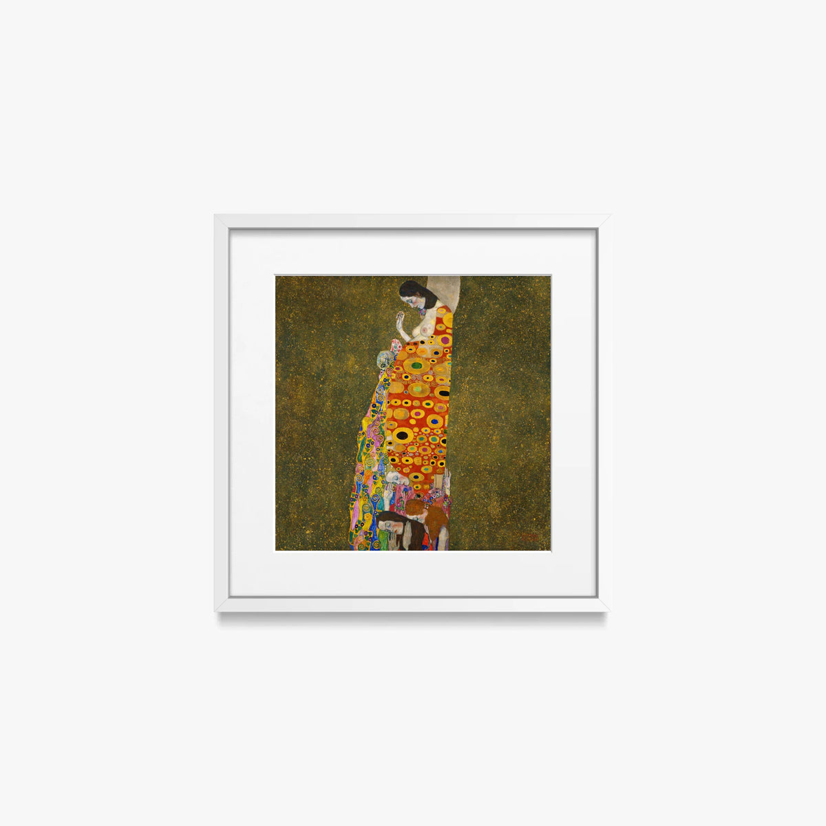 Speranza II - Gustav Klimt, opera di Gustav Klimt (Secessione Viennese), stampa con passepartout e cornice bianca, 40x40cm