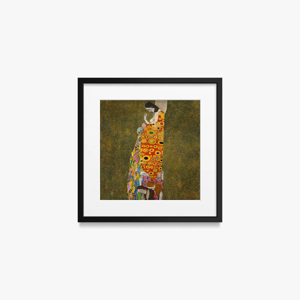 Speranza II - Gustav Klimt, opera di Gustav Klimt (Secessione Viennese), stampa con passepartout e cornice nera, 40x40cm