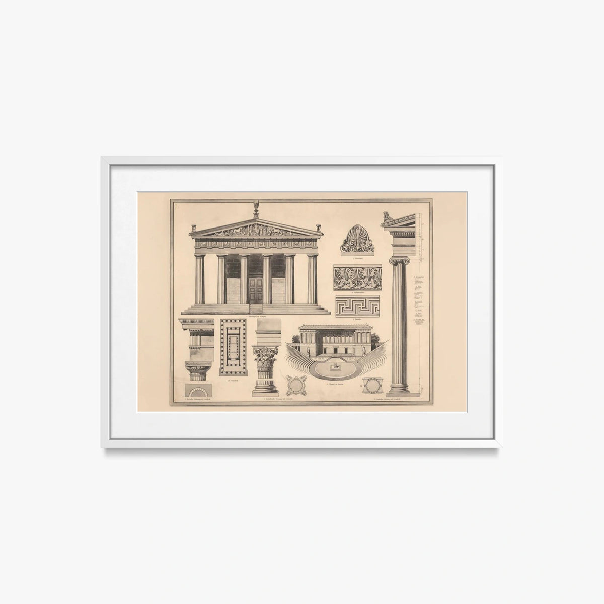 Stile Greco - Ferdinand Hirt & Sohn, opera di Ferdinand Hirt & Sohn (Classici), stampa con passepartout e cornice bianca, 70x50cm