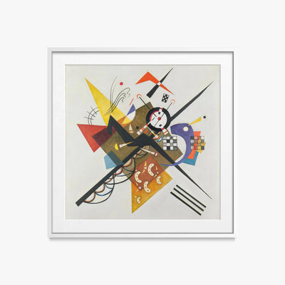 Su Bianco II - Wassily Kandinsky, opera di Wassily Kandinsky (Astrattismo), stampa con passepartout e cornice bianca, 50x50cm