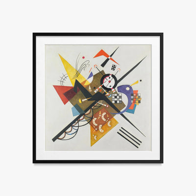 Su Bianco II - Wassily Kandinsky, opera di Wassily Kandinsky (Astrattismo), stampa con passepartout e cornice nera, 50x50cm