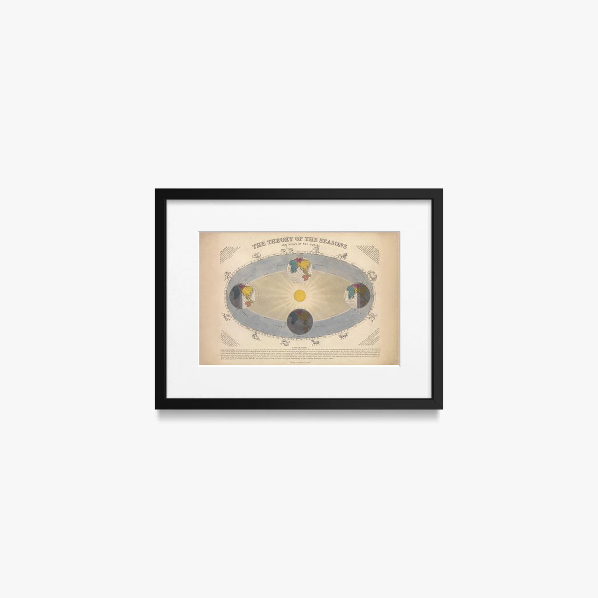 Teoria delle Stagioni e Segni dello Zodiaco - John Emslie, opera di John Emslie (Illustrazione), stampa con passepartout e cornice nera, 40x30cm