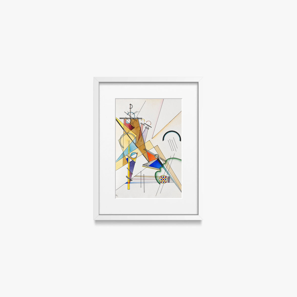 Tessuto - Wassily Kandinsky, opera di Wassily Kandinsky (Astrattismo), stampa con passepartout e cornice bianca, 30x40cm