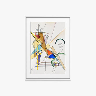 Tessuto - Wassily Kandinsky, opera di Wassily Kandinsky (Astrattismo), stampa con passepartout e cornice bianca, 50x70cm
