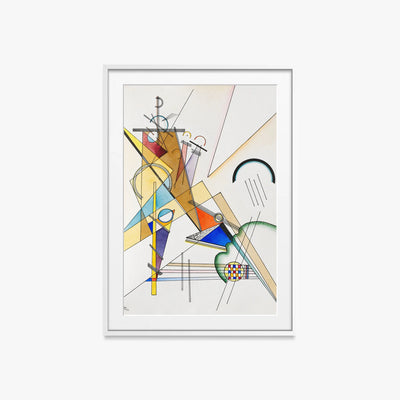Tessuto - Wassily Kandinsky, opera di Wassily Kandinsky (Astrattismo), stampa con passepartout e cornice bianca, 60x85cm