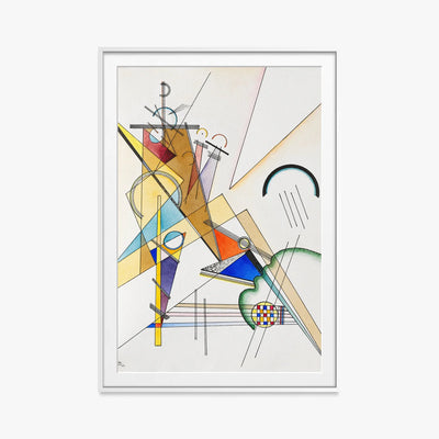 Tessuto - Wassily Kandinsky, opera di Wassily Kandinsky (Astrattismo), stampa con passepartout e cornice bianca, 80x115cm