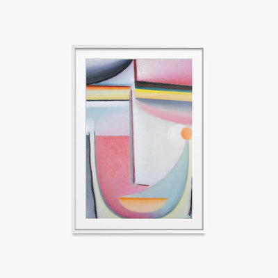 Testa Astratta, Sinfonia in Rosa - Alexej von Jawlensky, opera di Alexej von Jawlensky (Espressionismo), stampa con passepartout e cornice bianca, 60x85cm