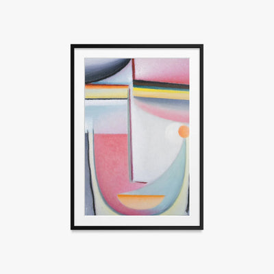 Testa Astratta, Sinfonia in Rosa - Alexej von Jawlensky, opera di Alexej von Jawlensky (Espressionismo), stampa con passepartout e cornice nera, 60x85cm