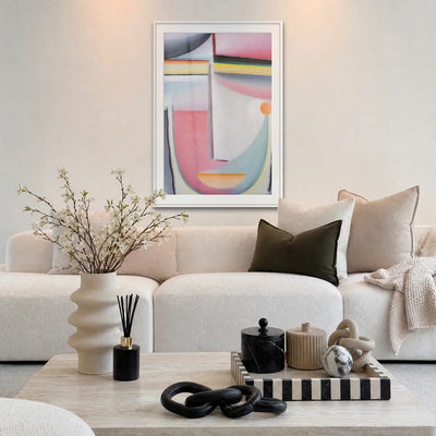 Sinfonia in Rosa - Alexej von Jawlensky, opera di Alexej von Jawlensky: stampa con passepartout e cornice bianca 80x115cm appesa in soggiorno sopra il divano