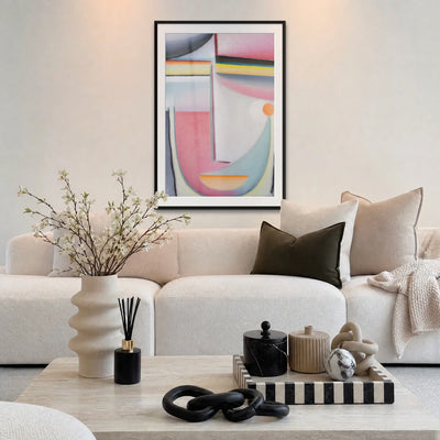 Sinfonia in Rosa - Alexej von Jawlensky, opera di Alexej von Jawlensky: stampa con passepartout e cornice nera 80x115cm appesa in soggiorno sopra il divano
