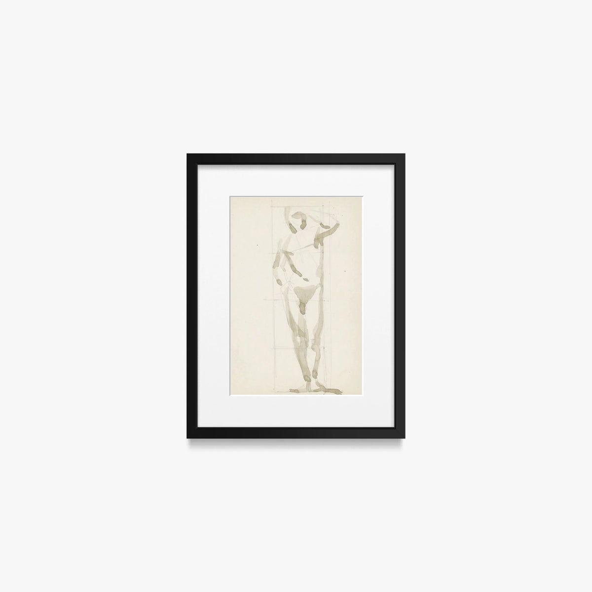 Uomo Nudo in Piedi - Reijer Stolk, opera di Reijer Stolk (Avanguardie), stampa con passepartout e cornice nera, 30x40cm