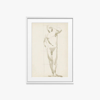 Uomo Nudo in Piedi - Reijer Stolk, opera di Reijer Stolk (Avanguardie), stampa con passepartout e cornice bianca, 50x70cm