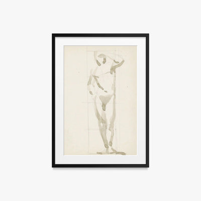 Uomo Nudo in Piedi - Reijer Stolk, opera di Reijer Stolk (Avanguardie), stampa con passepartout e cornice nera, 50x70cm