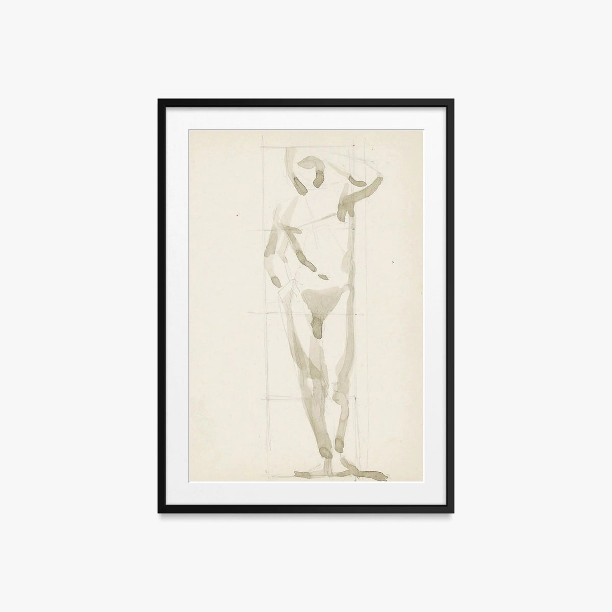 Uomo Nudo in Piedi - Reijer Stolk, opera di Reijer Stolk (Avanguardie), stampa con passepartout e cornice nera, 60x85cm