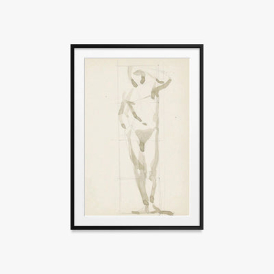 Uomo Nudo in Piedi - Reijer Stolk, opera di Reijer Stolk (Avanguardie), stampa con passepartout e cornice nera, 60x85cm