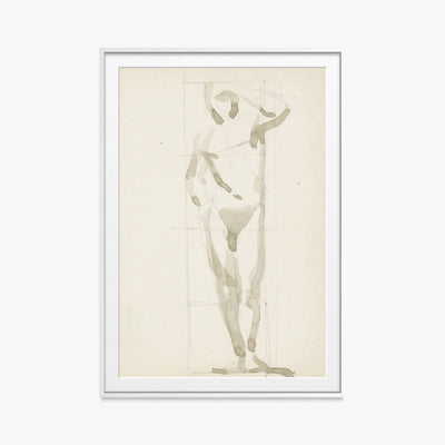 Uomo Nudo in Piedi - Reijer Stolk, opera di Reijer Stolk (Avanguardie), stampa con passepartout e cornice bianca, 80x115cm