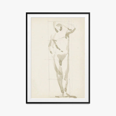 Uomo Nudo in Piedi - Reijer Stolk, opera di Reijer Stolk (Avanguardie), stampa con passepartout e cornice nera, 80x115cm