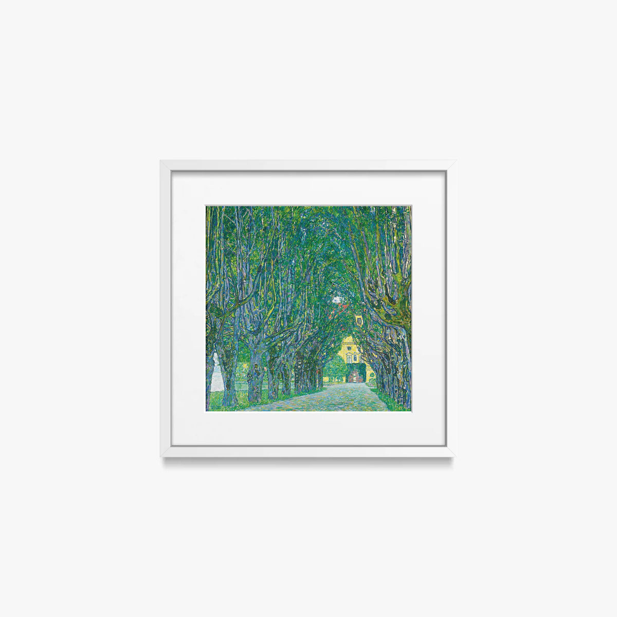 Viale del Castello di Kammer - Gustav Klimt, opera di Gustav Klimt (Secessione Viennese), stampa con passepartout e cornice bianca, 40x40cm