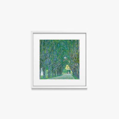 Viale del Castello di Kammer - Gustav Klimt, opera di Gustav Klimt (Secessione Viennese), stampa con passepartout e cornice bianca, 40x40cm