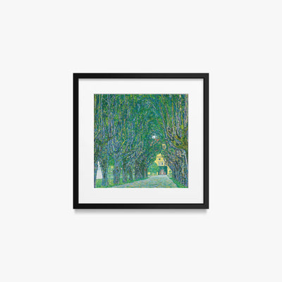 Viale del Castello di Kammer - Gustav Klimt, opera di Gustav Klimt (Secessione Viennese), stampa con passepartout e cornice nera, 40x40cm