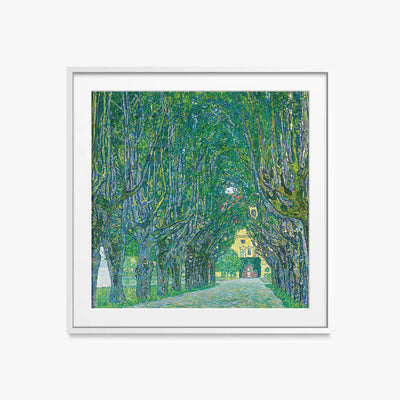Viale del Castello di Kammer - Gustav Klimt, opera di Gustav Klimt (Secessione Viennese), stampa con passepartout e cornice bianca, 50x50cm