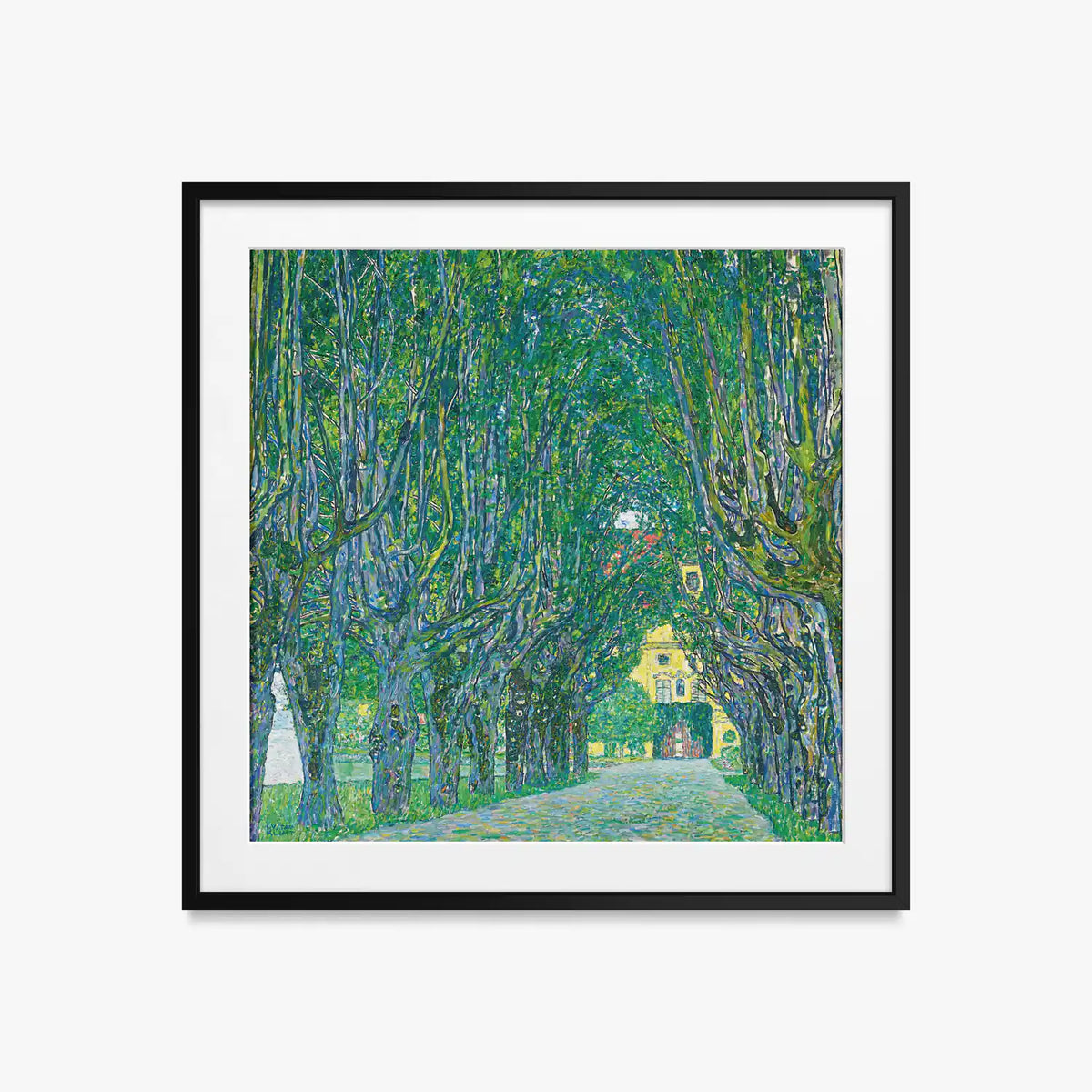Viale del Castello di Kammer - Gustav Klimt, opera di Gustav Klimt (Secessione Viennese), stampa con passepartout e cornice nera, 50x50cm