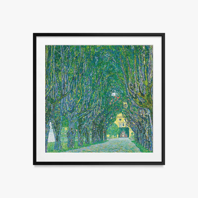 Viale del Castello di Kammer - Gustav Klimt, opera di Gustav Klimt (Secessione Viennese), stampa con passepartout e cornice nera, 50x50cm