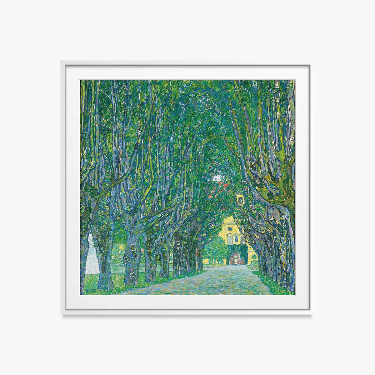 Viale del Castello di Kammer - Gustav Klimt, opera di Gustav Klimt (Secessione Viennese), stampa con passepartout e cornice bianca, 60x60cm
