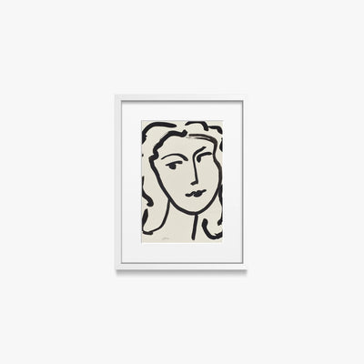 Volto di Donna - Henri Matisse, opera di Henri Matisse (Art Déco), stampa con passepartout e cornice bianca, 30x40cm