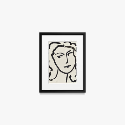 Volto di Donna - Henri Matisse, opera di Henri Matisse (Art Déco), stampa con passepartout e cornice nera, 30x40cm
