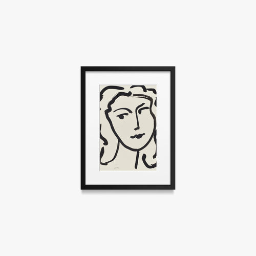 Volto di Donna - Henri Matisse, opera di Henri Matisse (Art Déco), stampa con passepartout e cornice nera, 30x40cm