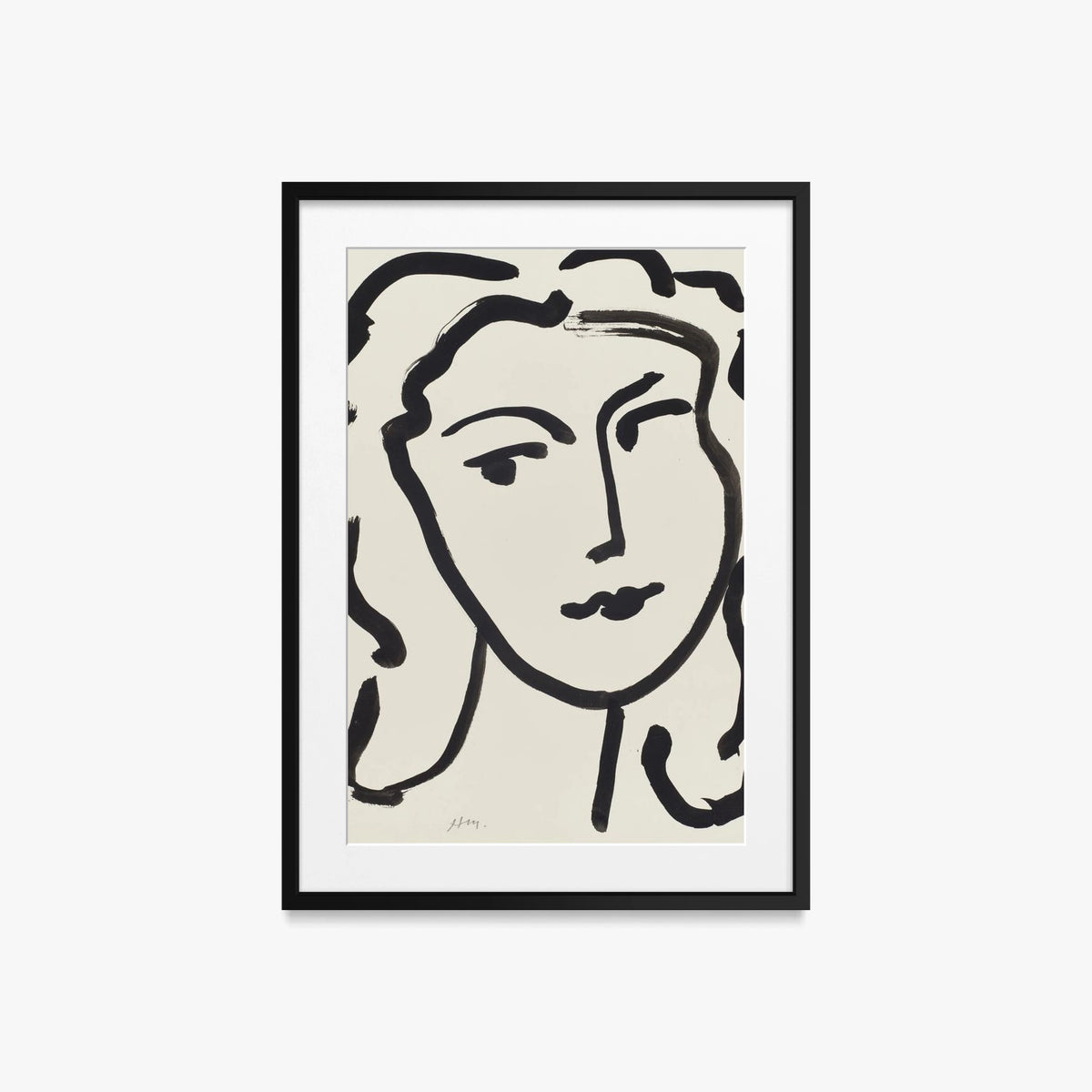 Volto di Donna - Henri Matisse, opera di Henri Matisse (Art Déco), stampa con passepartout e cornice nera, 50x70cm