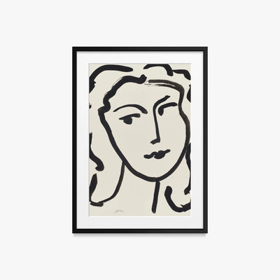 Volto di Donna - Henri Matisse, opera di Henri Matisse (Art Déco), stampa con passepartout e cornice nera, 50x70cm