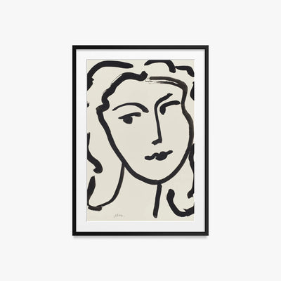 Volto di Donna - Henri Matisse, opera di Henri Matisse (Art Déco), stampa con passepartout e cornice nera, 60x85cm