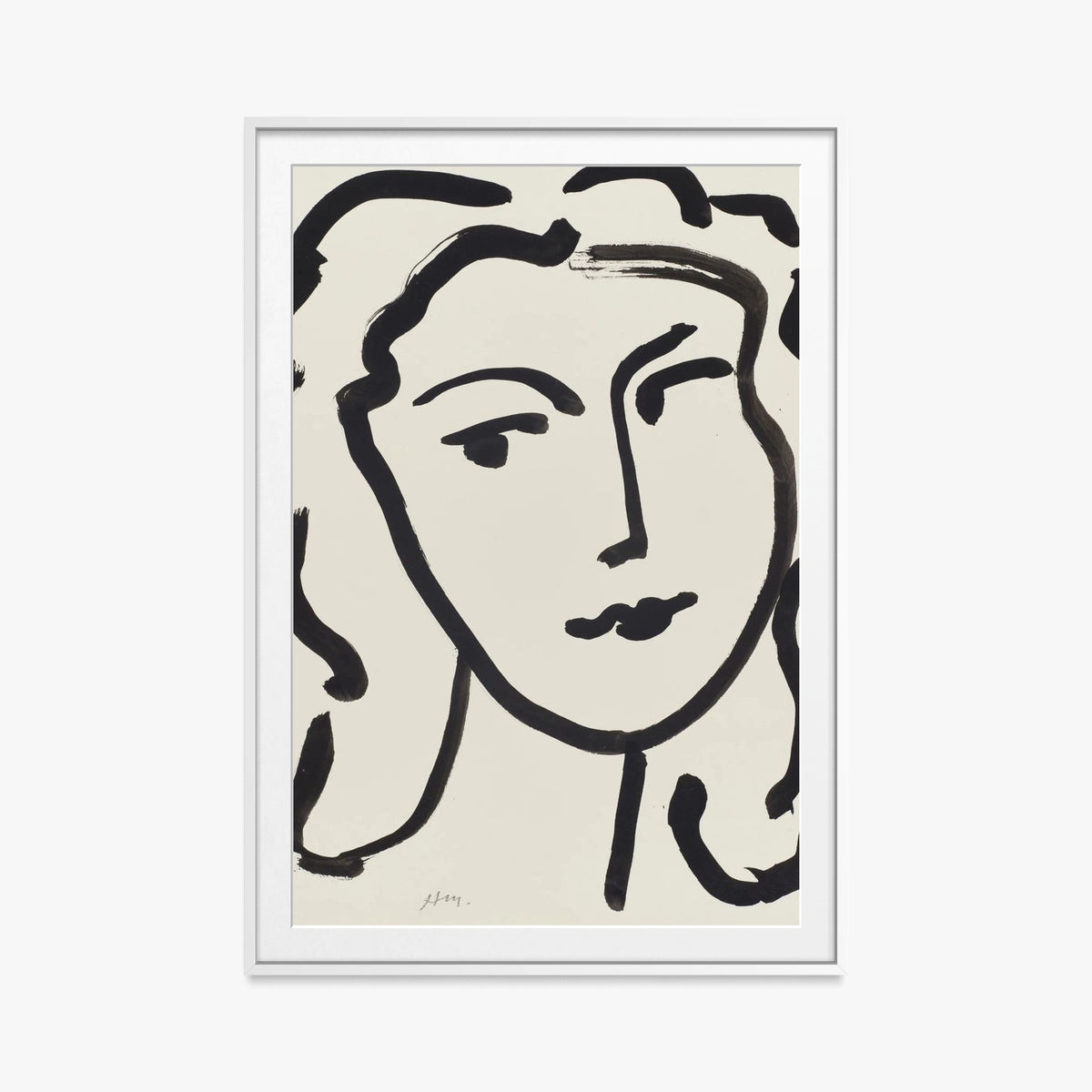 Volto di Donna - Henri Matisse, opera di Henri Matisse (Art Déco), stampa con passepartout e cornice bianca, 80x115cm